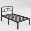 California King Size Heavy Duty Black Metal Platform Bed Frame with Headboard