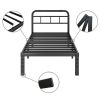 California King Size Heavy Duty Black Metal Platform Bed Frame with Headboard