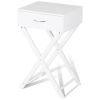 X-Shape 1 Drawer Nightstand End/Side Table Storage in White