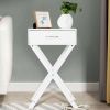 X-Shape 1 Drawer Nightstand End/Side Table Storage in White
