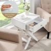 X-Shape 1 Drawer Nightstand End/Side Table Storage in White