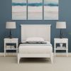 Twin Traditional Solid Oak Wooden Platform Bed Frame with Headboard in Cherry
