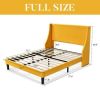 Full Size Turquoise Linen Blend Upholstered Platform Bed with Wingback Headboard
