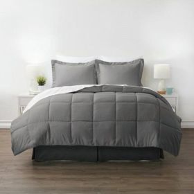CA King Size 8-Piece Microfiber Reversible Bed-in-a-Bag Comforter Set in Grey (size: Twin XL)