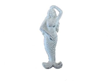 Whitewashed Cast Iron Mermaid Door Knocker 7"" (Options: Whitewashed)