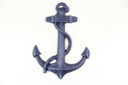Rustic Silver Cast Iron Anchor Paperweight 5"" (Color: rustic dark blue)