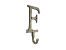 Rustic Gold Cast Iron Letter F Alphabet Wall Hook 6""