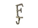 Rustic Gold Cast Iron Letter F Alphabet Wall Hook 6""