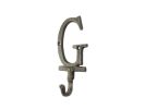 Rustic Gold Cast Iron Letter F Alphabet Wall Hook 6""