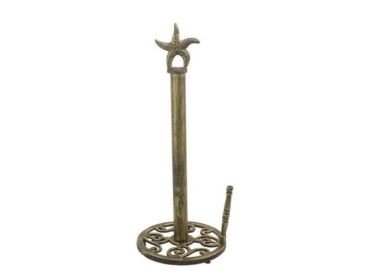 Country Rooster Paper Towel Holder (Options: Rustic Gold Starfish)