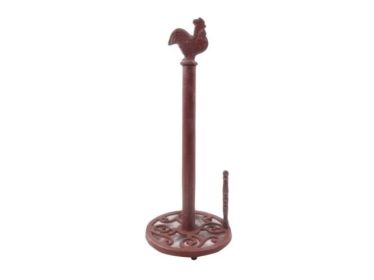 Country Rooster Paper Towel Holder (Options: Rustic Red Rooster)