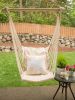 Fringed Blue & Cream Ticking Stripe Hammock Chair