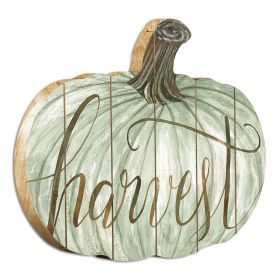 "Harvest" By Artisan Cindy Jacobs Printed on Wooden Pumpkin Wall Art (Color: Beige)