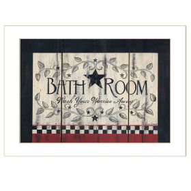 "Bathroom" by Linda Spivey, Ready to Hang Framed Print, White Frame (Color: Beige)