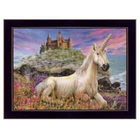 "Royal Unicorn" By Ed Wargo, Ready to Hang Framed Print, Black Frame (Color: Beige)