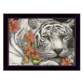 "Tiger Lily" By Ed Wargo, Ready to Hang Framed Print, Black Frame (Color: Beige)