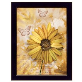 "Flowers & Butterflies II" By Ed Wargo, Ready to Hang Framed Print, Black Frame (Color: Beige)
