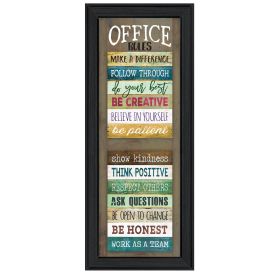 "Office Rules" By Marla Rae, Ready to Hang Framed Print, Black Frame (Color: Beige)