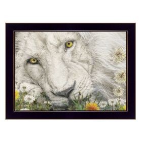 "Dandy Lion" By Ed Wargo, Ready to Hang Framed Print, Black Frame (Color: Beige)