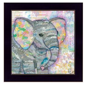 "Elephant I" By Lisa Morales, Ready to Hang Framed Print, Black Frame (Color: Beige)