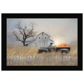 "Fall Pumpkin Harvest" By Lori Deiter, Ready to Hang Framed Print, Black Frame (Color: Beige)