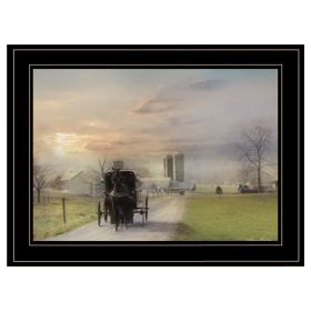 "Morning Exercise" By Lori Deiter, Ready to Hang Framed Print, Black Frame (Color: Beige)