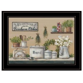 "Garden Farmhouse Kitchen" By Pam Britton, Ready to Hang Framed Print, Black Frame (Color: Beige)