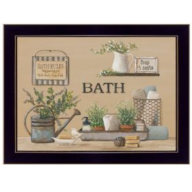 "Farmhouse Bath II" By Pam Britton, Ready to Hang Framed Print, Black Frame (Color: Beige)