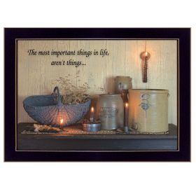 "The Most Important Things" By Susie Boyer, Ready to Hang Framed Print, Black Frame (Color: Beige)