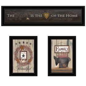 "The Primitive Kitchen vignette" 3-Piece By Trendy Decor 4U, Black Frame (Color: Beige)