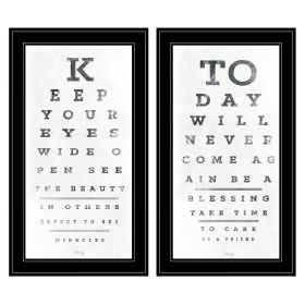 "Eye Charts" 2-Piece Vignette by Artisan Marla Rae, Ready to Hang Framed Print, Black Frame (Color: Beige)