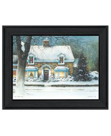 "Snow Softly Falling" by Artisan John Rossini, Ready to Hang Framed Print, Black Frame (Color: Beige)