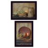 "Candle Light & Flowers" 2-Piece Vignette By Susie Boyer, Ready to Hang Framed Print, Black Frame
