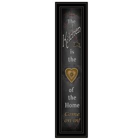 "Chalkboard Kitchen" By Trendy Decor 4U, Ready to Hang Framed Print, Black Frame (Color: Beige)