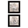 "Transitional Blooms" 2-Piece Vignette By Stellar Design Studio, Ready to Hang Framed Print, Black Frame
