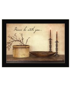 "Peace Be with You" by Artisan Susie Boyer, Ready to Hang Framed Print, Black Frame (Color: Beige)