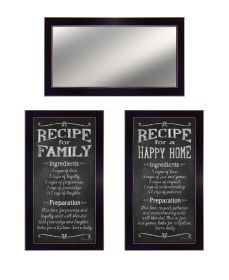 "Family Recipe Collection" 3-Piece Vignette By Pam Britton, Ready to Hang Framed Print, Black Frame (Color: Beige)