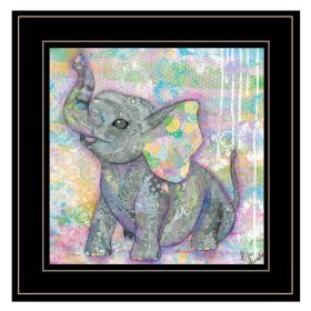 "Elephant II" By Lisa Morales, Ready to Hang Framed Print, Black Frame (Color: Beige)