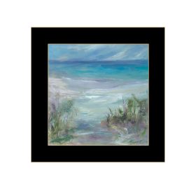 "Blue Horizons" By Tracy Owen-Cullimore, Ready to Hang Framed Print, Black Frame (Color: Beige)