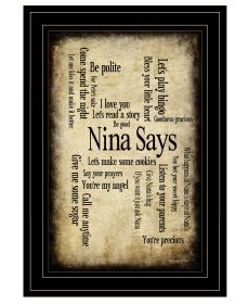 "Nina Says" by Artisan Susan Ball, Ready to Hang Framed Print, Black Frame (Color: Beige)
