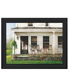 "Back Porch Gathering" by Artisan John Rossini, Ready to Hang Framed Print, Black Frame (Color: Beige)