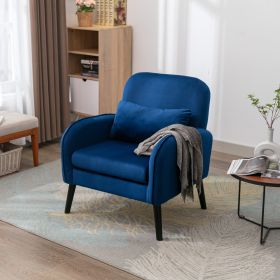 Accent chair, KD solid wood legs with black painting. Fabric cover the seat. With a cushion. (Color: Beige)