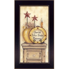 "Simple Pleasures" By Mary June, Printed Wall Art, Ready To Hang Framed Poster, Black Frame (Color: Beige)