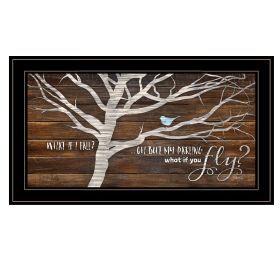 Trendy Decor 4U "What if You Fly" Framed Wall Art, Modern Home Decor Framed Print for Living Room, Bedroom & Farmhouse Wall Decoration by Marla Rae (Color: Beige)