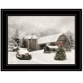 Trendy Decor 4U "Farmhouse Christmas" Framed Wall Art, Modern Home Decor Framed Print for Living Room, Bedroom & Farmhouse Wall Decoration by Lori Dei (Color: Beige)