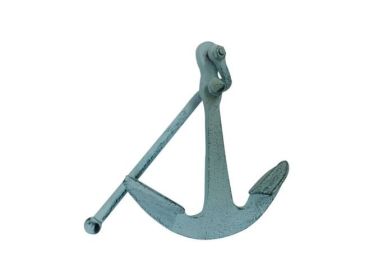 Rustic Silver Cast Iron Anchor Paperweight 5"" (Color: Dark Blue)
