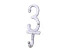Whitewashed Cast Iron Number 9 Wall Hook 6""