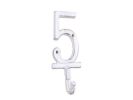 Whitewashed Cast Iron Number 9 Wall Hook 6""