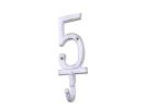 Whitewashed Cast Iron Number 9 Wall Hook 6""