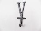 Rustic Silver Cast Iron Letter X Alphabet Wall Hook 6""